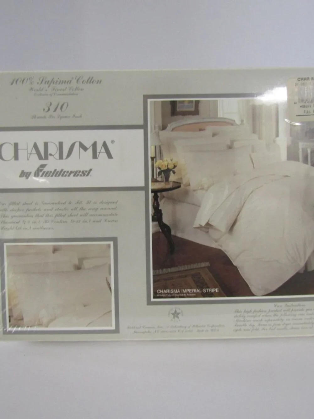 Fieldcrest Charisma Imperial Stripe Full Sheet Set 310TC Supima Cotton NIP VTG